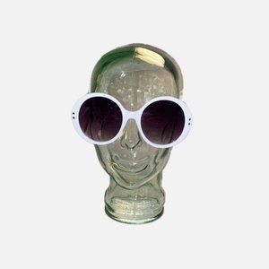 XL Chunky White Oversized Bubble Round Sunglasses New with Tags
